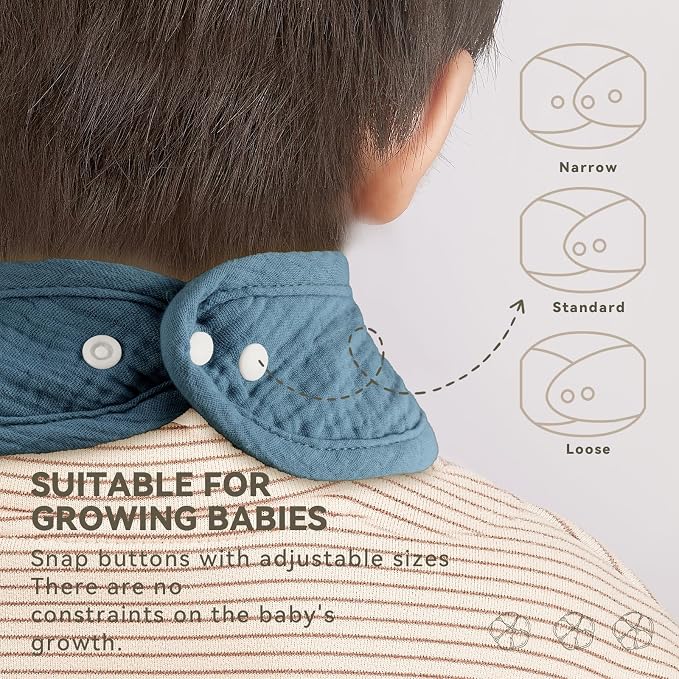 Muslin Baby Bibs for Unisex Boys Girls, Cotton Drool Bibs, Adjustable Newborn - Image 4