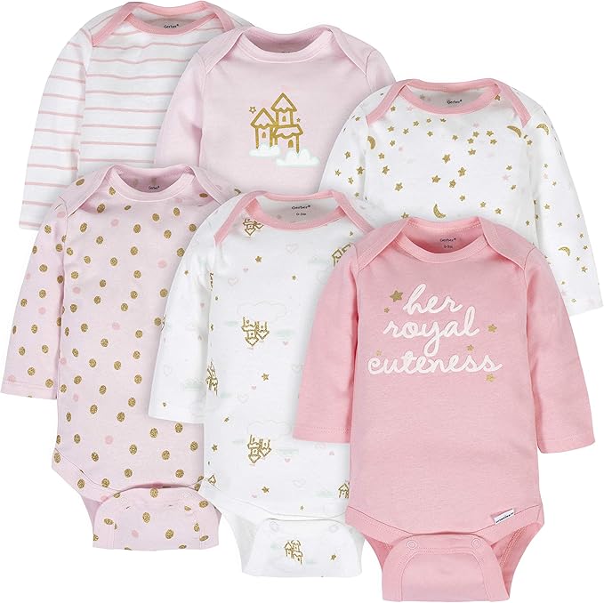 Gerber Baby Girls' 6-pack Long-sleeve Onesies Bodysuits by Gerber