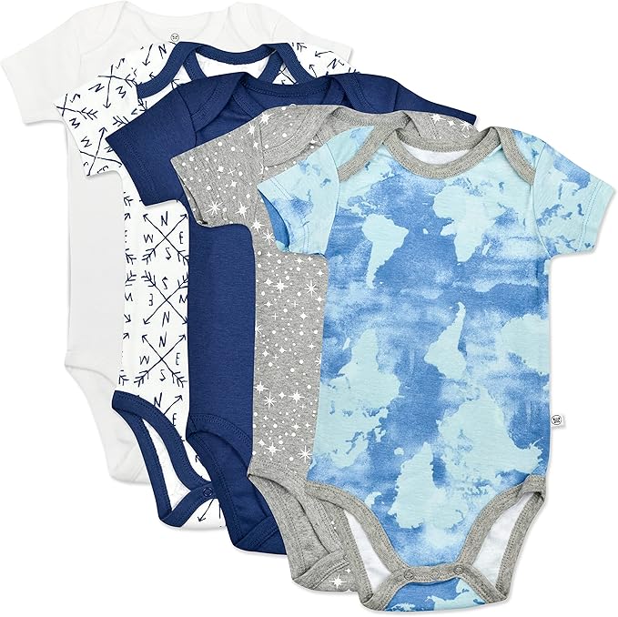 HonestBaby 5-pack Short Sleeve Bodysuits One-piece 100% Organic Cotton by HonestBaby