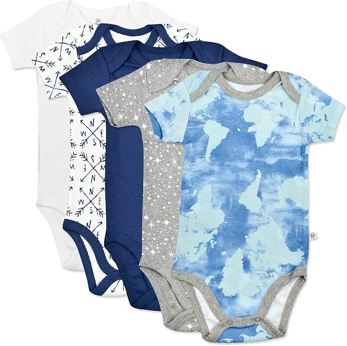 HonestBaby 5-pack Short Sleeve Bodysuits One-piece 100% Organic Cotton by HonestBaby
