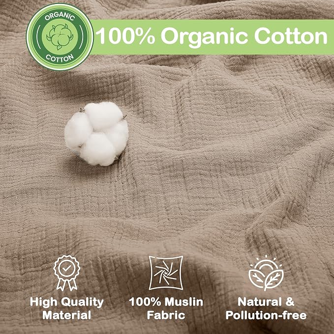 OEKO TEX 100% Organic Cotton 2 PK Baby Muslin Throw Blanket Unisex 47x47 In | - Image 2