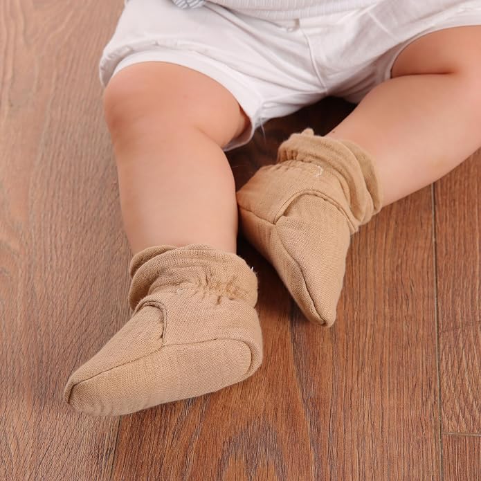 Ella Bonna Baby Booties Organic Cotton Muslin Newborn Baby Slippers Baby Boy - Image 7