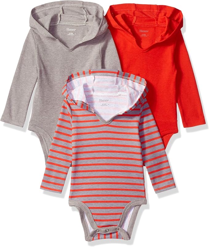 Hanes Baby Long Sleeve Bodysuit, Ultimate Bodysuit Hoodie Boys & Girls by Hanes