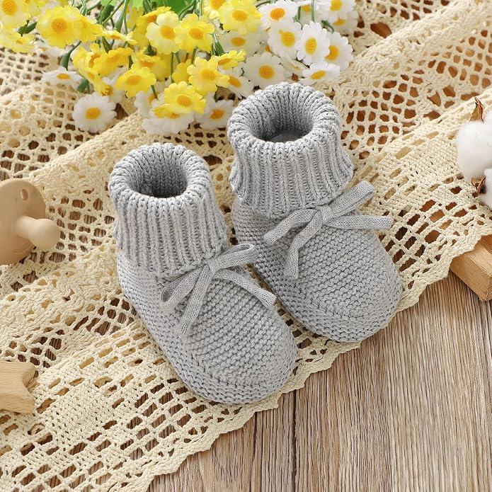 Hadetoto Baby Booties Cotton Newborn Boys Girls Shoes Knit Socks | Cozy Warm - Image 6