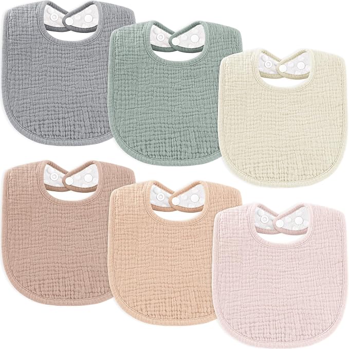 Susurration Muslin Baby Drool Bibs 6Pack Soft Square Adjustable Baby Bandana by Susurration