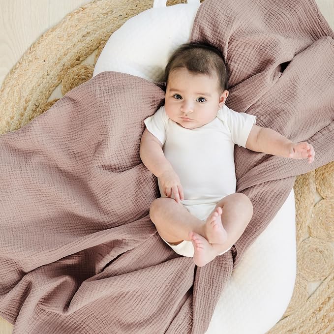 Konssy 2 Pack Muslin Swaddle Blankets, 100% Cotton Receiving Blankets | 47" × - Image 2