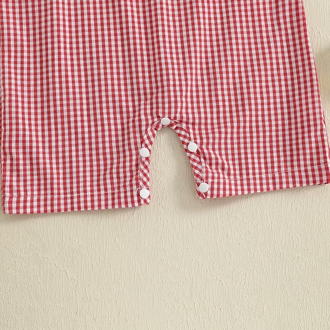 Newborn Baby Boys Sleeveless Seersucker Romper One Piece Straps Overalls - Image 6