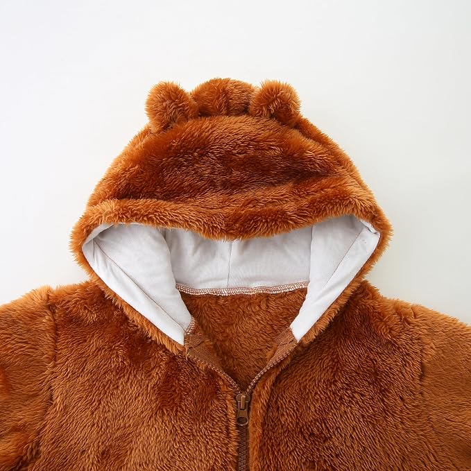 Newborn Infant Baby Boys Girls Cartoon Fleece Hooded Jacket Coat - Image 2