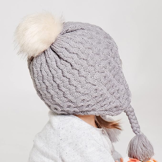 LANGZHEN Toddler Kids Infant Winter Hat,Earflap Knit Warm Cap Fleece Lined Beanie for Baby Boys Girls