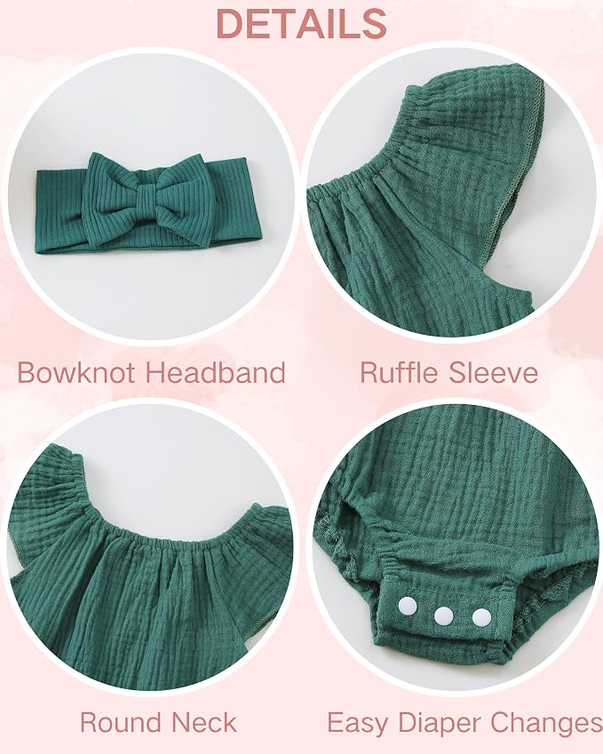 Renotemy Newborn Baby Girl Clothes Coming Home Summer Outfits Preemie-18M | - Image 5