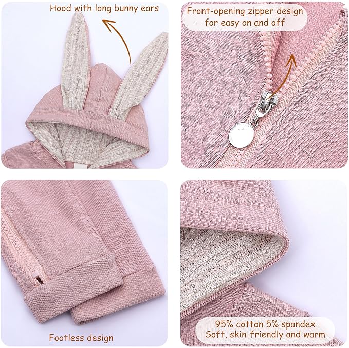 Simplee kids Baby Bunny Outfits Romper, Zipper Up - Image 3