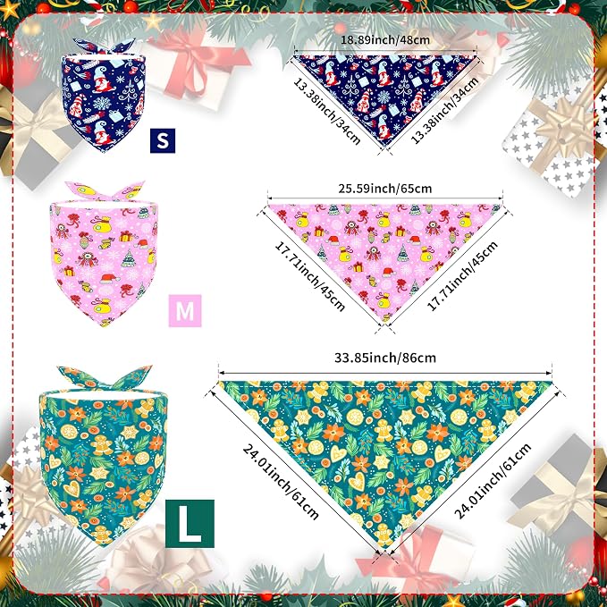 Christmas Dog Bandanas for Large Dogs Breed 7 Pcs Sewing Hemming Christmas Dog - Image 2