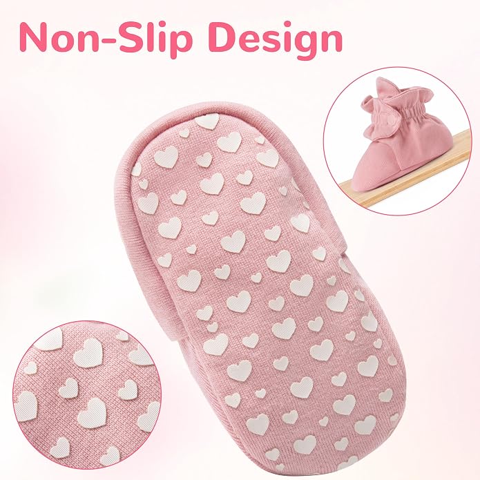 Pro Goleem Unisex Cotton Baby Booties, Warm Cozy Stay-On Baby Slippers - Image 4