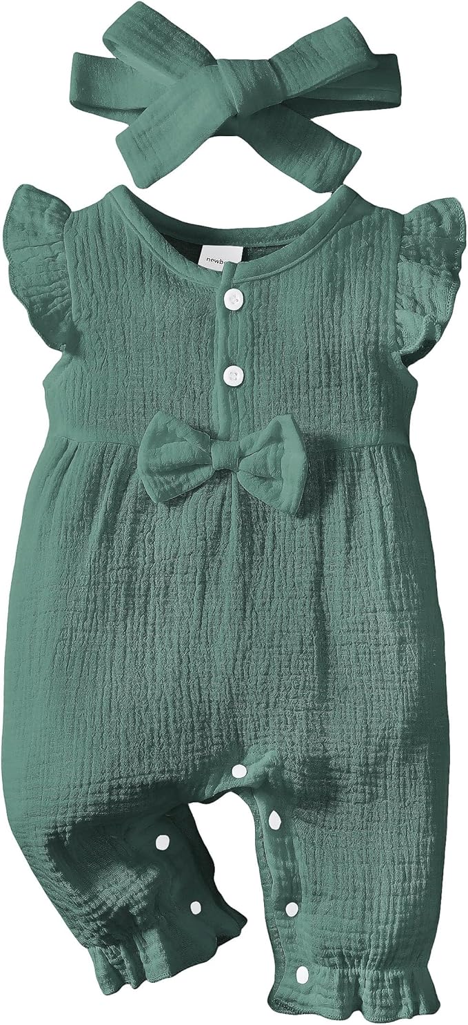 Renotemy Newborn Baby Girl Clothes Romper Summer Outfits Preemie-18Months | by Renotemy