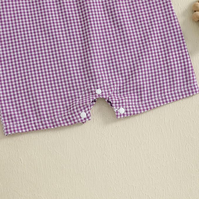 Newborn Baby Boys Sleeveless Seersucker Romper One Piece Straps Overalls - Image 6
