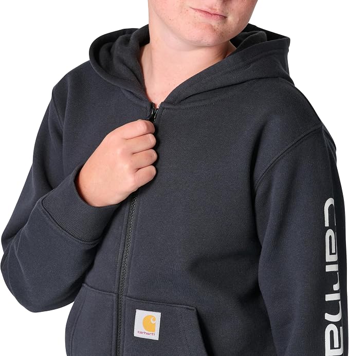 Carhartt Kid's CP8675 Long-Sleeve Full-Zip Logo Sweatshirt - Image 6