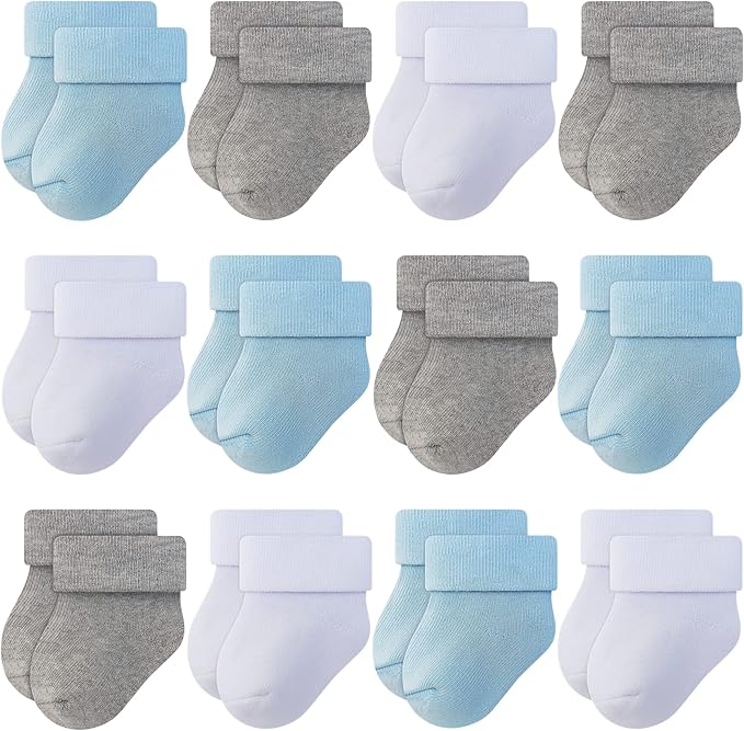 RATIVE Newborn Baby Socks 0-6, 6-12 Months Terry Turn Cuff Socks by RATIVE
