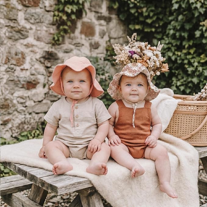 Konssy 2-Pack Muslin Baby Girl Sun Hats - Image 5