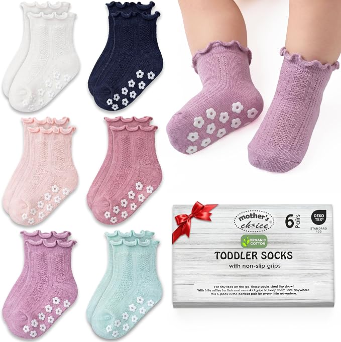 Organic Cotton Blend Ruffle Toddler Socks 6M-12M-2t-3t-4t-5t Gift by MothersChoice