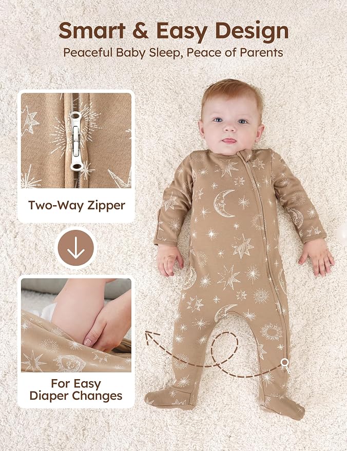 Unnivoll Baby Sleepers 100% Cotton Baby Pajamas Baby Boys Girls Clothes | - Image 3