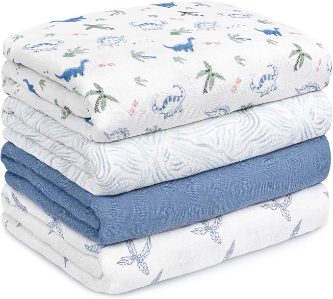 GLLQUEN BABY Muslin Swaddle Blankets 4Pk Receiving Blanket Large 35" x 40" | by GLLQUENBABY