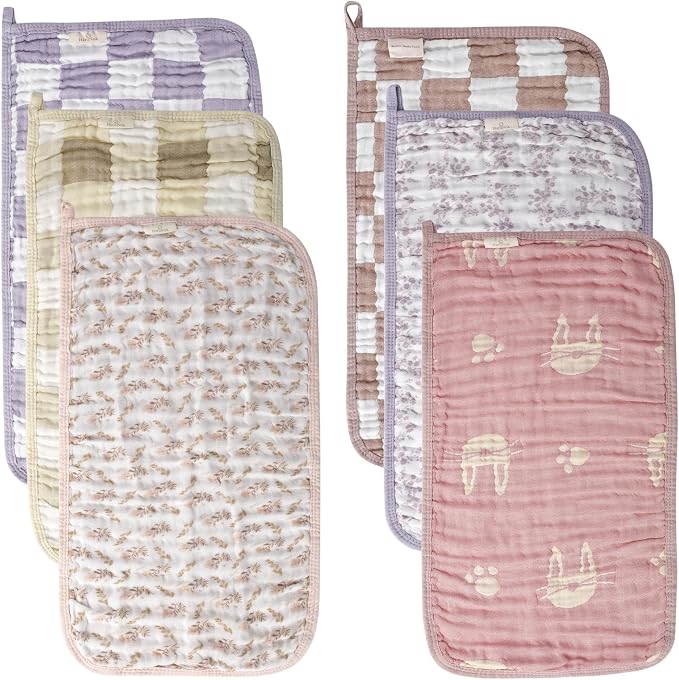 Muslin Baby Burp Cloths Organic Cotton Blend Set | 20x10 Inches, Reversible by HardNok