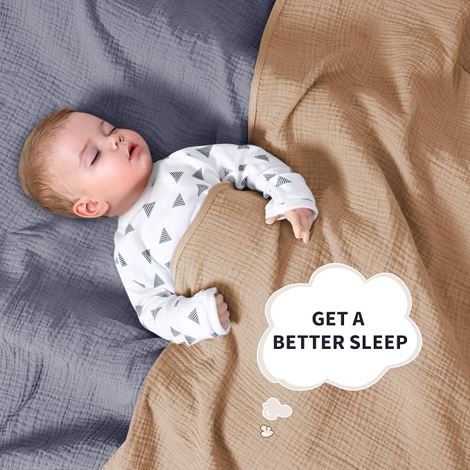 Muslin Swaddle Blankets for Newborn, 2 Pack Breathable Soft Receiving Blanket - Image 2