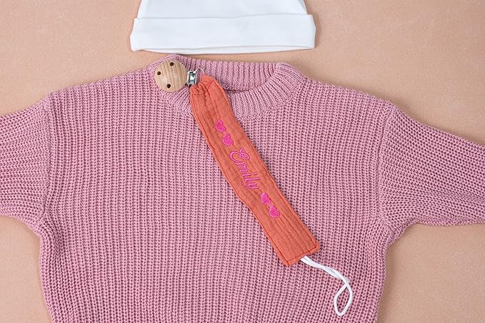 Personalized Bohemian Pacifier Clip Embroidered with Name is The Perfect Newborn Gift Made from eco-Friendly Bamboo!（Green）