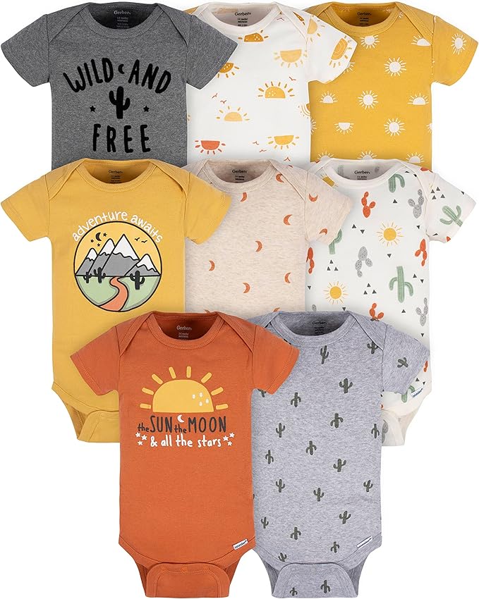 Gerber Baby Boys & Girls 8-Pack Short Sleeve Onesies Bodysuits by Gerber