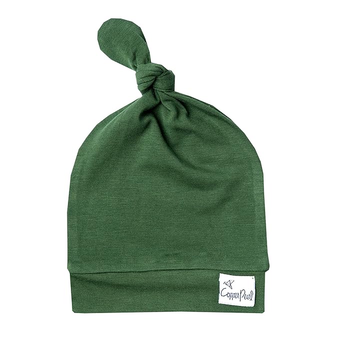 Copper Pearl Baby Beanie Hat Top Knot Stretchy Soft Alder