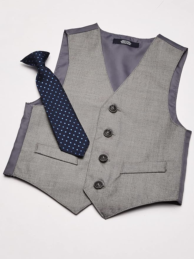 Nautica Boys' 4-Piece Formal Suit Set with Vest, Pants, Collared Dress Shirt, and Tie