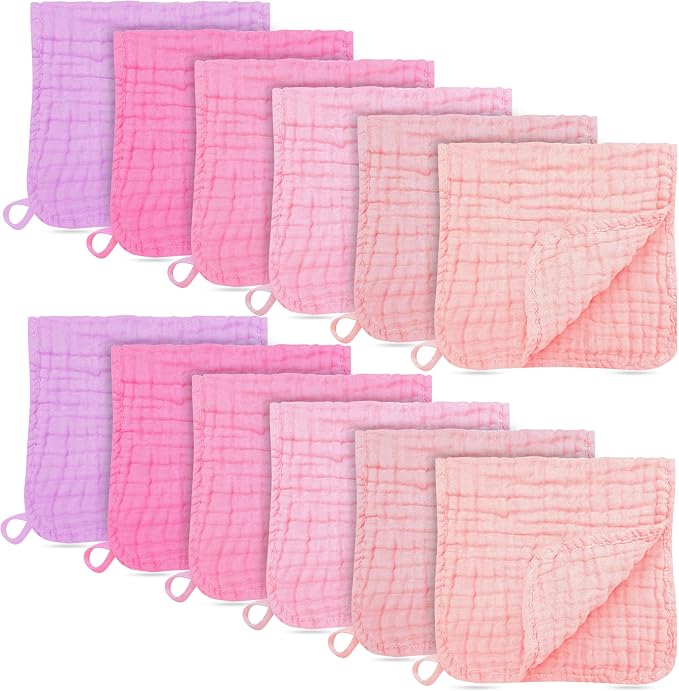 12 Pack Muslin Burp Cloths by BAMBOOQUEEN