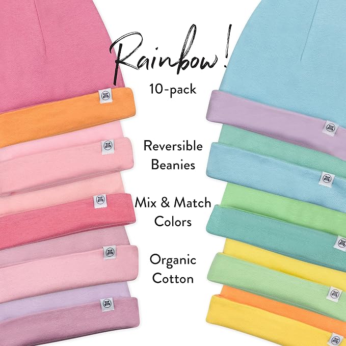 HonestBaby Baby Multipack Baby Caps Newborn Hats 100% Organic Cotton - Image 2