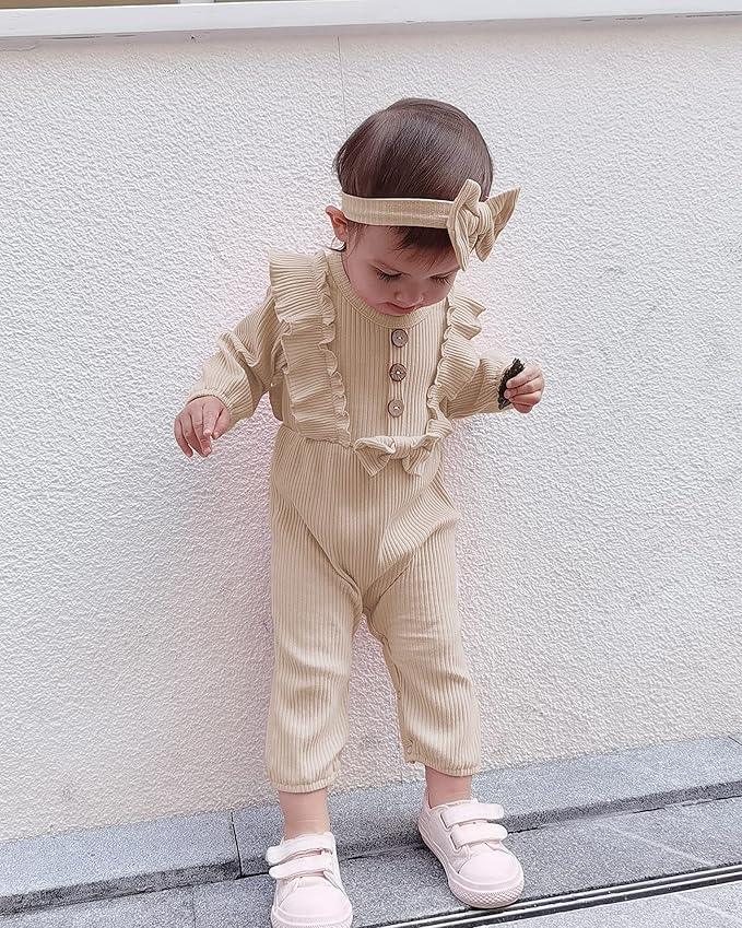 Mioglrie Newborn Baby Girl Clothes 1 Piece Infant Fall Winter Romper Outfit | - Image 3