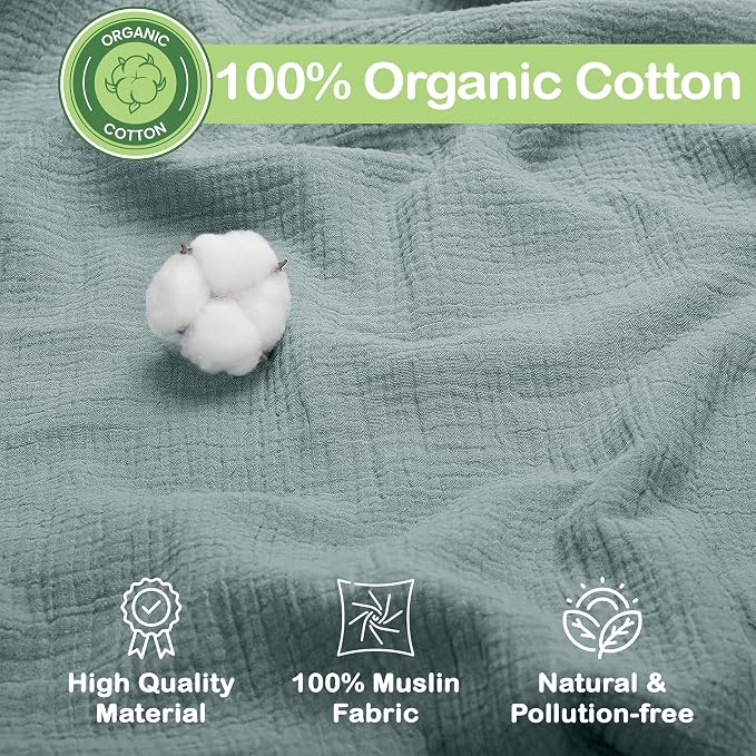100% Organic Cotton 2 PK Soft Muslin Swaddle Blanket Unisex 47x47 | Oeko-TEX - Image 2