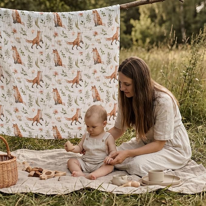 Muslin Swaddle Blankets for Newborn, 4 Pack Breathable Soft Receiving Blanket - Image 4