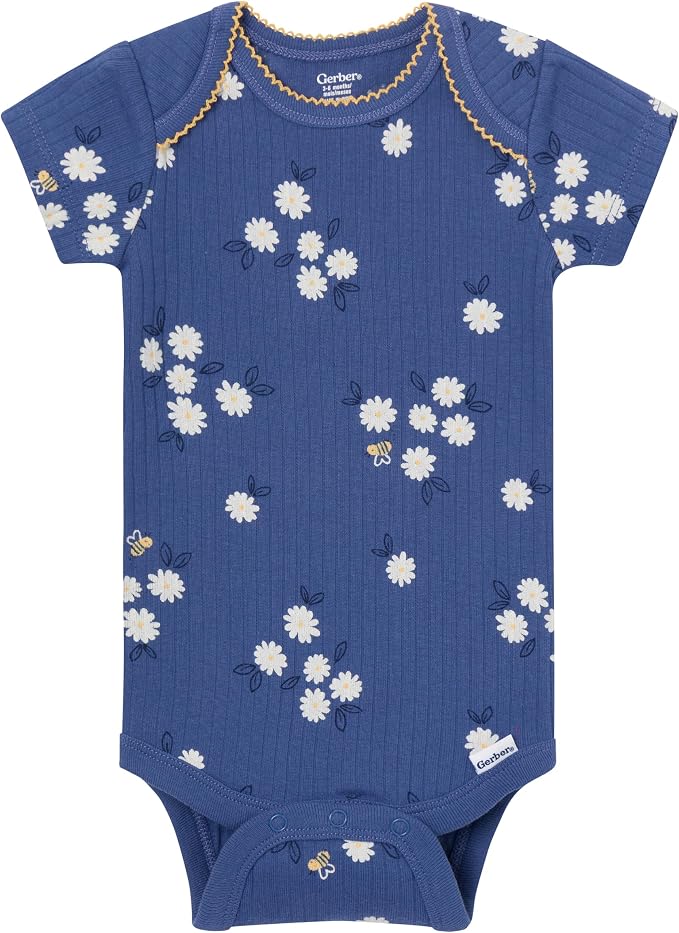 Gerber Baby Girls 4-Pack Short Sleeve Onesies Bodysuits - Image 5
