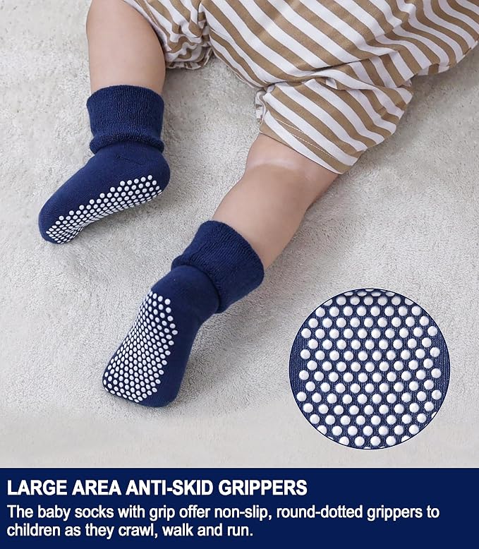 SDBING Baby Boys Girls Grips Socks Infant Toddlers Kids Non Slip Warm Thick - Image 2