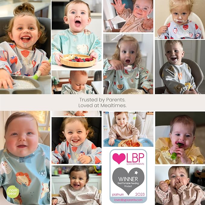 Waterproof Smock Baby Bibs for Eating | Long Sleeve Bib for Baby Led Weaning - Image 8