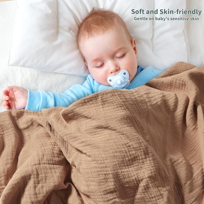 Muslin Swaddle Blankets for Newborn, 2 Pack Breathable Soft Receiving Blanket - Image 3