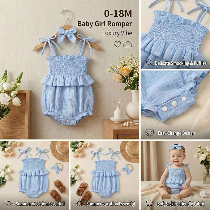 Baby Girl Romper Ruffle Newborn Girl Bodysuit Jumpsuit Baby Girl Clothes Outfit - Image 5