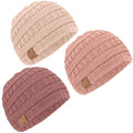 3-Pack Baby Beanies for Boys, Girls - Stretchy Knit Baby Hats, Cute Newborn & Toddler Winter Hat, Soft & Warm Infant Beanie 6-36 Months (Tea Rose, M)