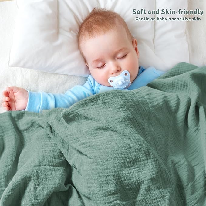 Muslin Swaddle Blankets for Newborn, 2 Pack Breathable Soft Receiving Blanket - Image 3