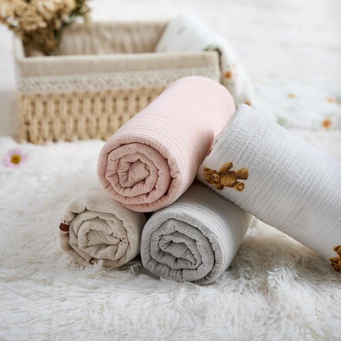 Meracorallo Muslin Swaddle Blanket, 100% Cotton Receiving Blanket, Bears | Soft - Image 7