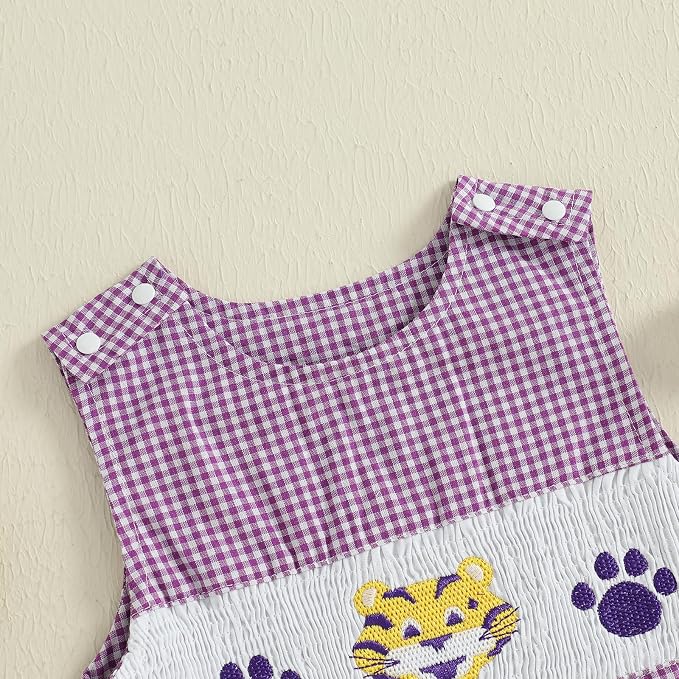 Newborn Baby Boys Sleeveless Seersucker Romper One Piece Straps Overalls - Image 4