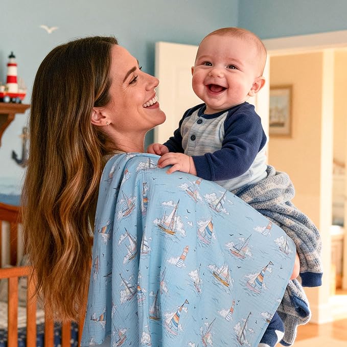 Muslin Swaddle Blankets for Newborn, 3 Pack Breathable Soft Receiving Blanket - Image 5