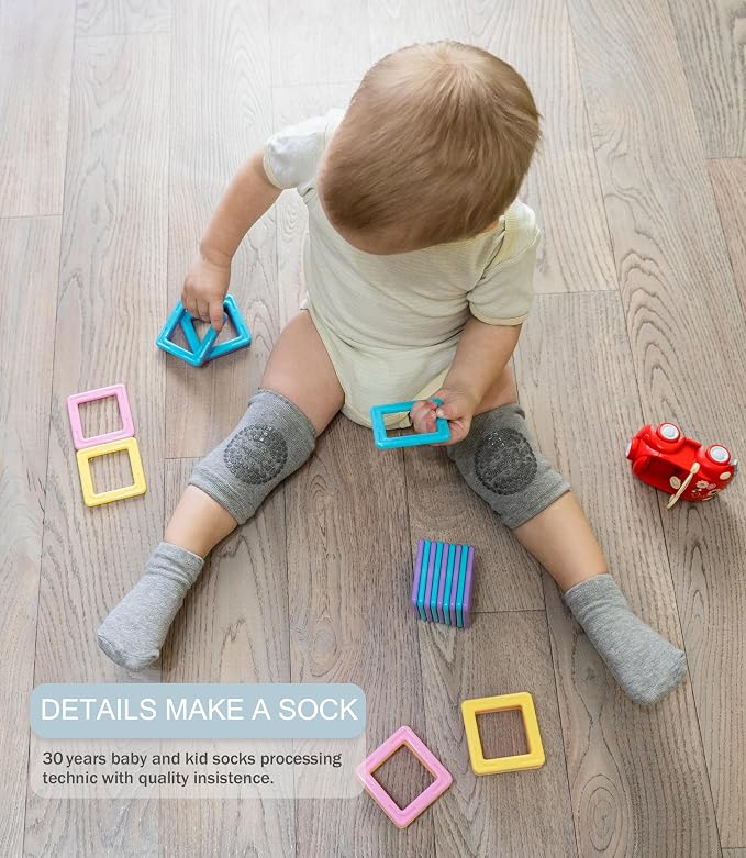 Baby Mid-Crew Socks with Grips for 0-7 Years Old Toddler Boy Girl Kids - Image 2