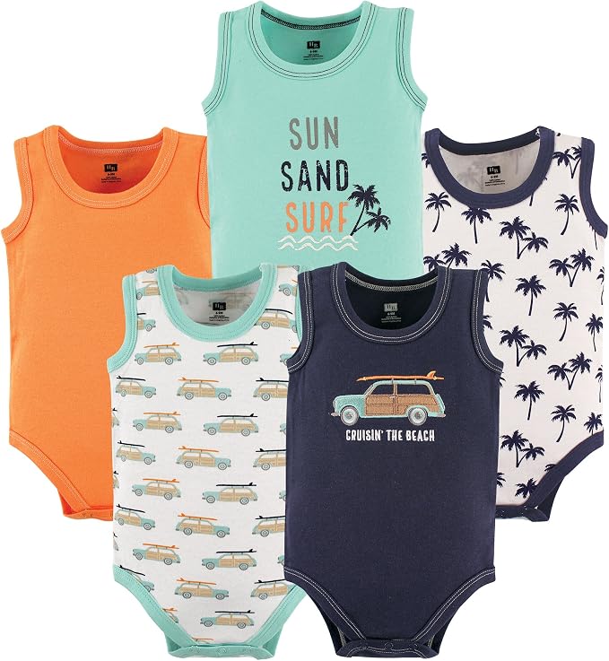 Hudson Baby Unisex Baby Cotton Sleeveless Bodysuits - Image 2