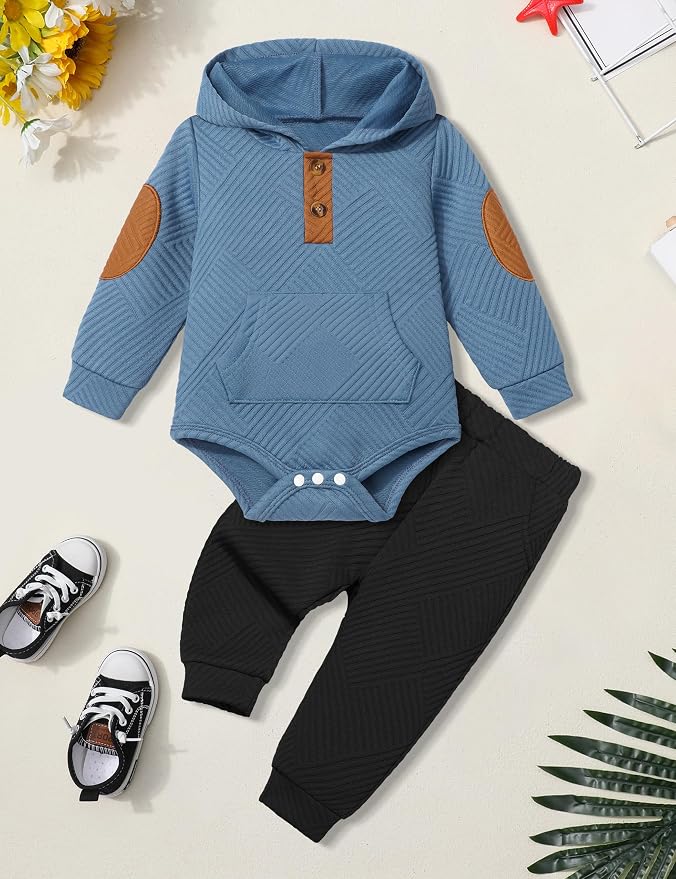 Fommy Baby Boy Clothes Colorblocked Long Sleeve Hoodie + Long Pants 2PCS Fall - Image 6