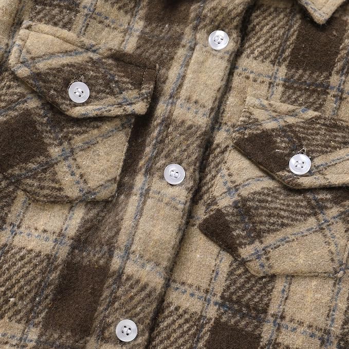 YOUNGER STAR Toddler Kids Boys Girls Flannel Hooded Plaid Shirt Button Baby Red - Image 5